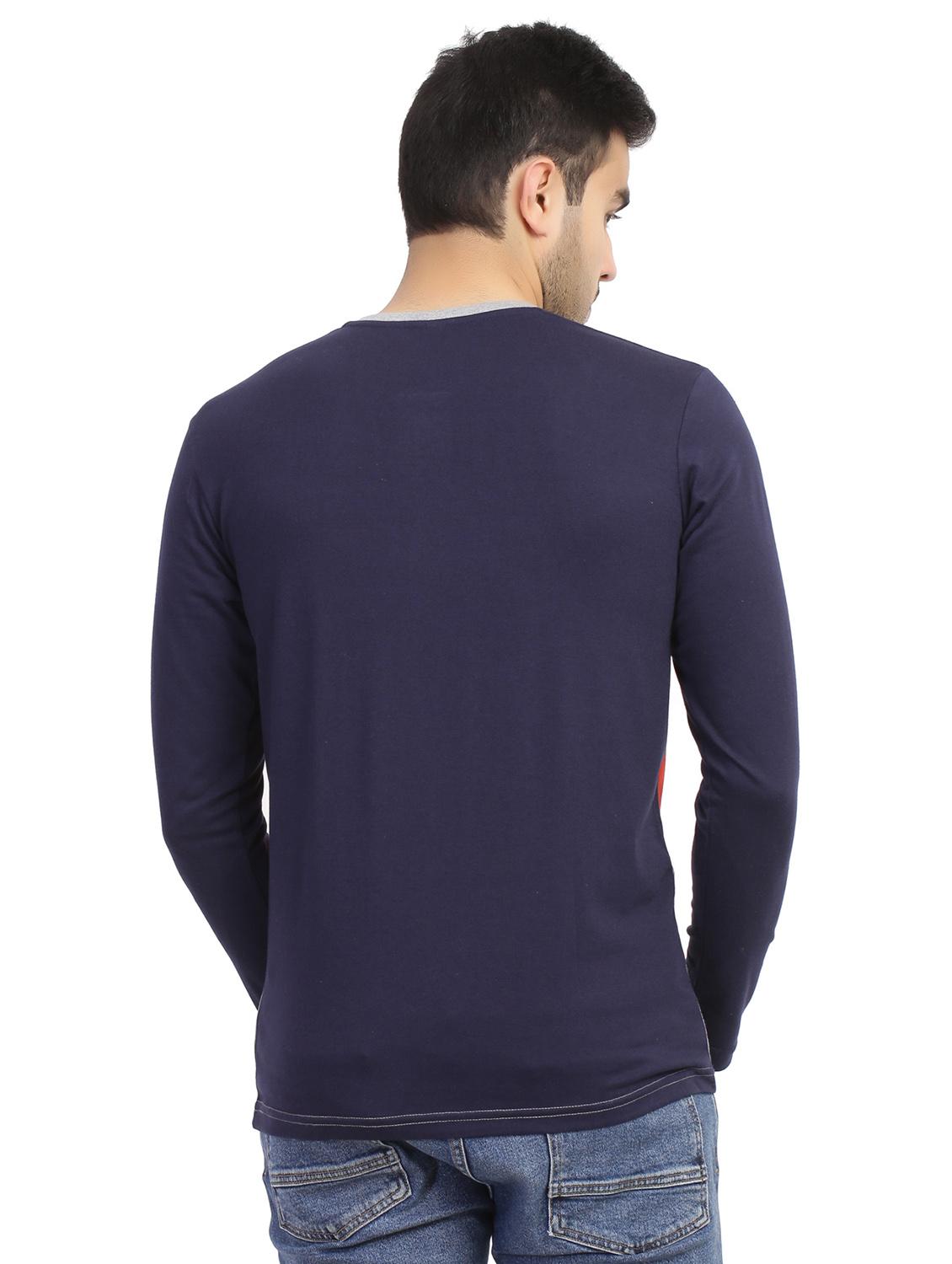 navy blue color block t-shirt - 16774684 - Zoom Image - 3