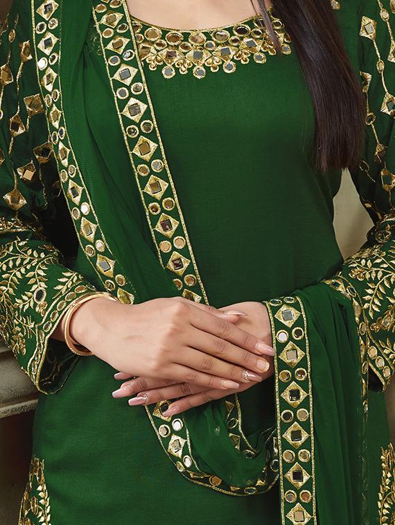 embroidered semi-stitched suit - 16775112 - Zoom Image - 2