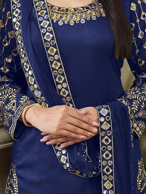 embroidered semi-stitched suit - 16775113 - Standard Image - 2