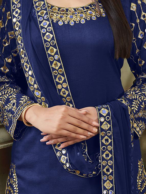 embroidered semi-stitched suit - 16775113 - Zoom Image - 2