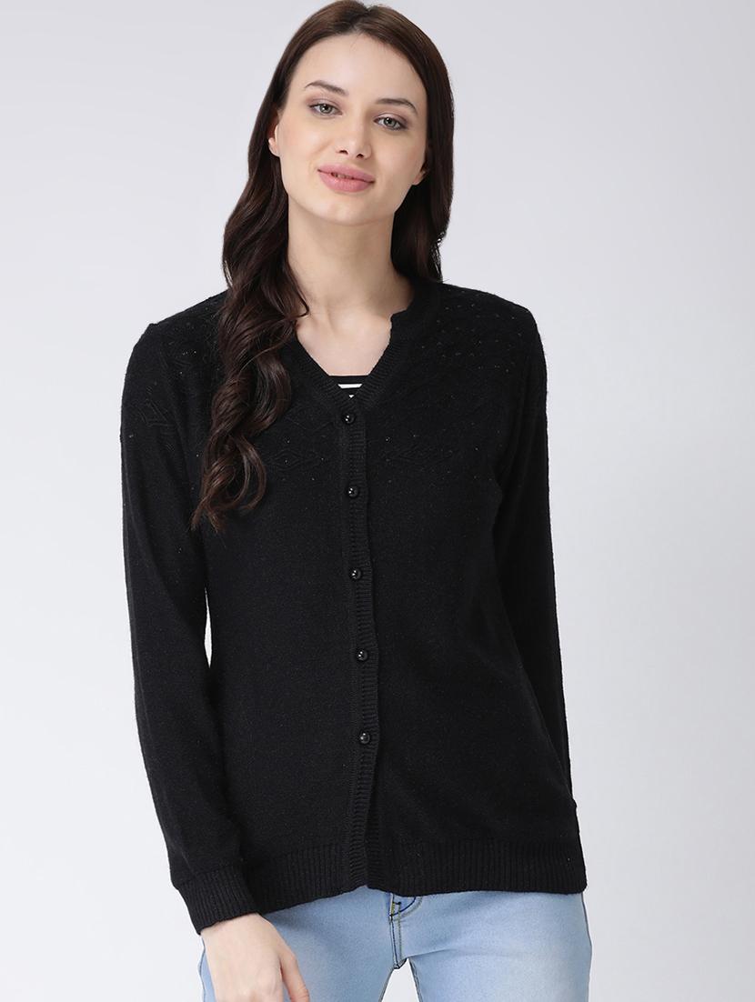 long sleeved solid wool cardigan - 16775395 - Zoom Image - 1