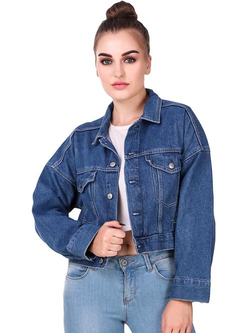 long sleeved embroidered denim jacket - 16776005 - Very Small Image - 1