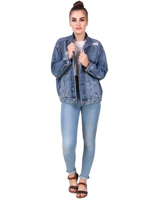 long sleeved embellished denim jacket - 16776007 - Standard Image - 4