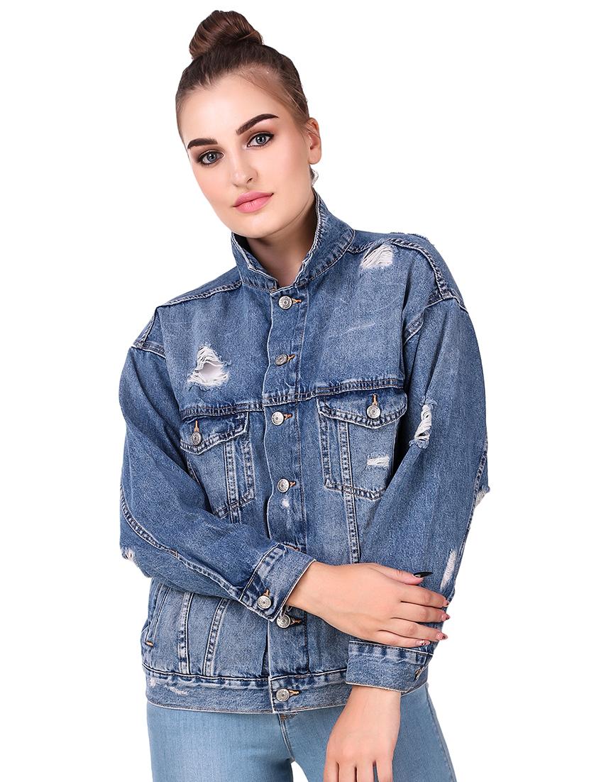 long sleeved embellished denim jacket - 16776007 - Zoom Image - 1