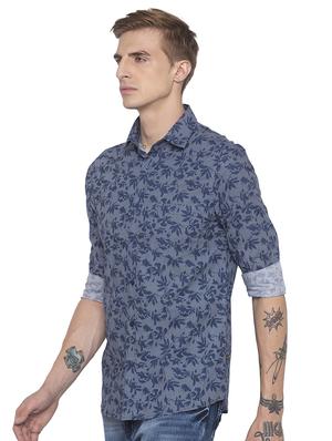 navy blue printed casual shirt - 16776563 - Standard Image - 2