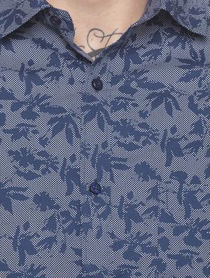 navy blue printed casual shirt - 16776563 - Standard Image - 5