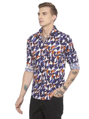 blue printed casual shirt - 16776601 - Standard Image - 2