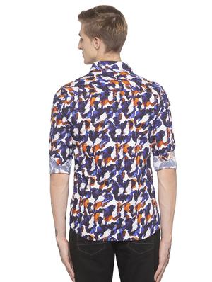 blue printed casual shirt - 16776601 - Standard Image - 3