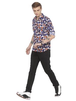 blue printed casual shirt - 16776601 - Standard Image - 4