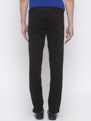 black solid flat front casual trouser - 16776647 - Standard Image - 3