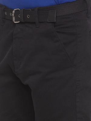 black solid flat front casual trouser - 16776647 - Standard Image - 4