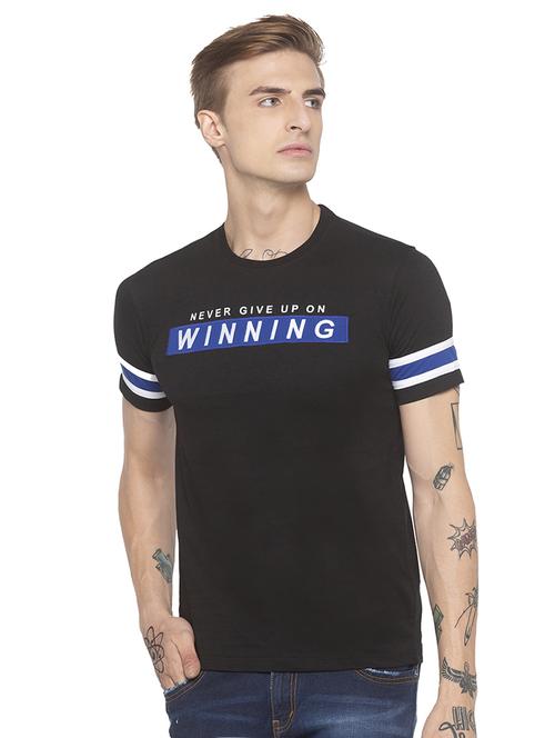 black typographic chest printed t-shirt - 16776689 - Standard Image - 1