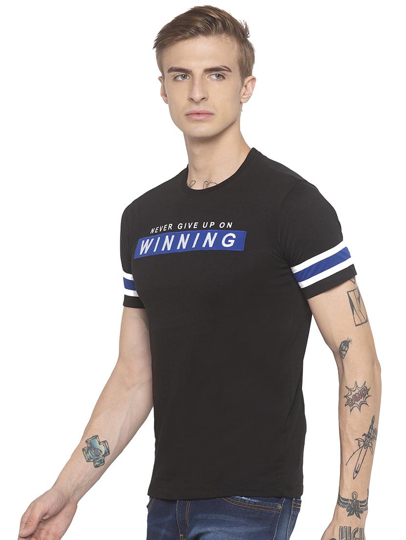 black typographic chest printed t-shirt - 16776689 - Zoom Image - 2