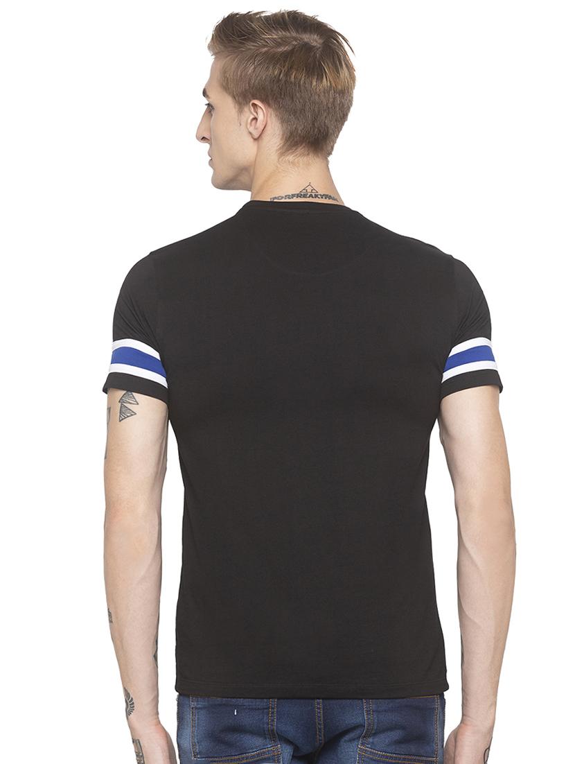 black typographic chest printed t-shirt - 16776689 - Zoom Image - 3