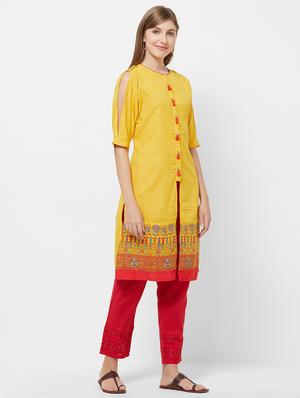checkered straight kurta - 16776749 - Standard Image - 2