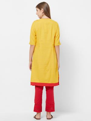 checkered straight kurta - 16776749 - Standard Image - 3