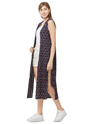 sleeveless long line printed shrug - 16776756 - Standard Image - 2