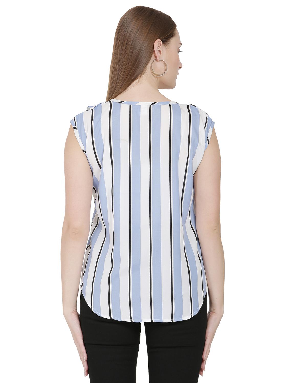 frill detail striped top - 16776876 - Zoom Image - 3
