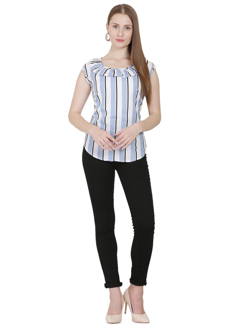 frill detail striped top - 16776876 - Zoom Image - 5