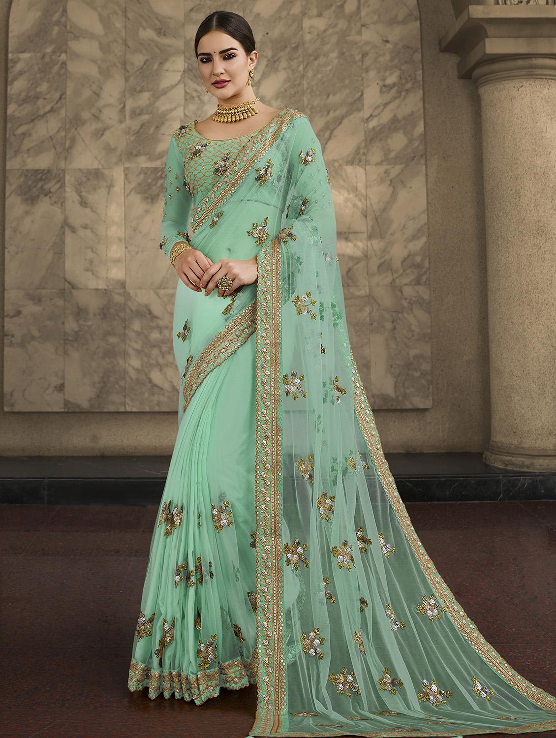 embellished bordered saree with blouse - 16777019 - Zoom Image - 1