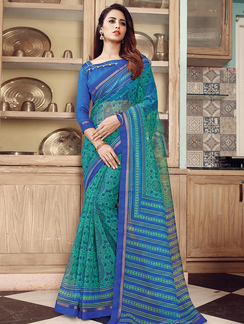 paisley printed woven saree with blouse - 16777116 - Zoom Image - 1