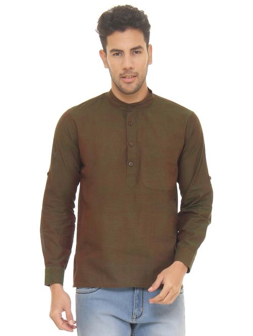green solid short kurta - 16777460 - Standard Image - 1