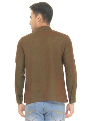 green solid short kurta - 16777460 - Standard Image - 3