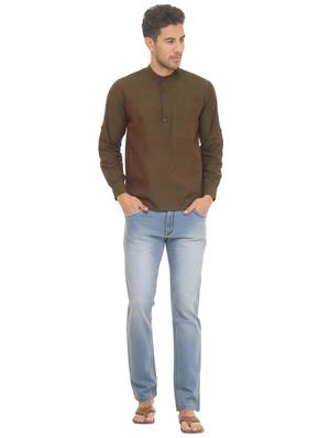 green solid short kurta - 16777460 - Standard Image - 4