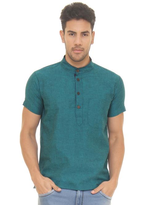 green solid short kurta - 16777489 - Standard Image - 1