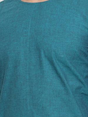 blue solid long kurta - 16777665 - Standard Image - 4