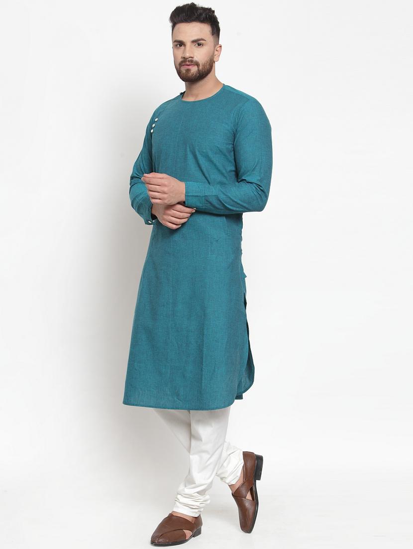 blue solid long kurta - 16777665 - Zoom Image - 2
