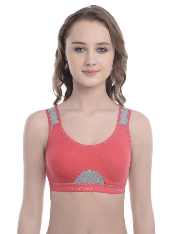 color block round neck sports bra - 16778919 - Zoom Image - 1