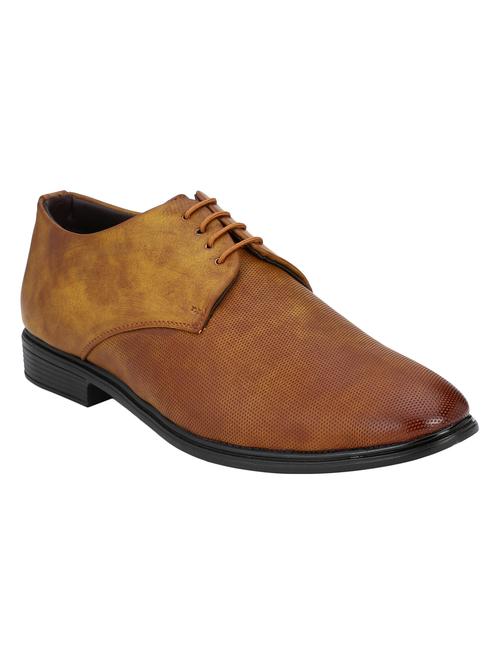 tan leatherette lace-up derbys - 16779059 - Standard Image - 1