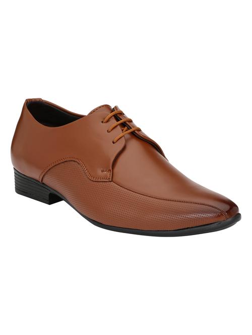 tan leatherette lace-up derbys - 16779064 - Standard Image - 1