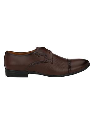 brown leatherette lace-up derbys - 16779066 - Standard Image - 2