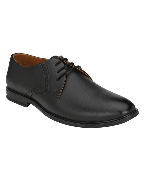 black leatherette lace-up derbys - 16779068 - Standard Image - 1