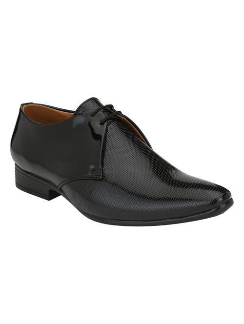 black leatherette lace-up derbys - 16779079 - Standard Image - 1