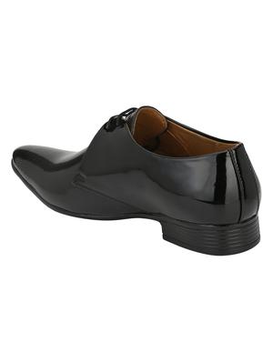 black leatherette lace-up derbys - 16779079 - Standard Image - 3