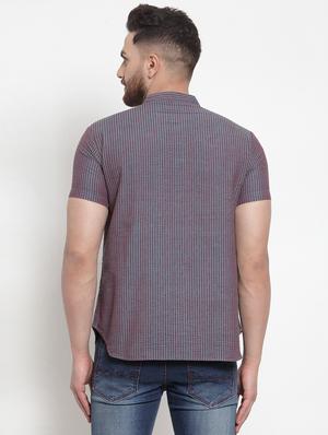 grey striped short kurta - 16779269 - Standard Image - 3