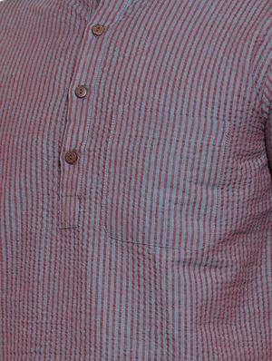 grey striped short kurta - 16779269 - Standard Image - 5
