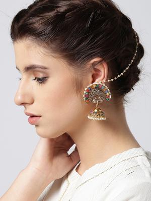 multi colored metal jhumka - 16780197 - Standard Image - 4