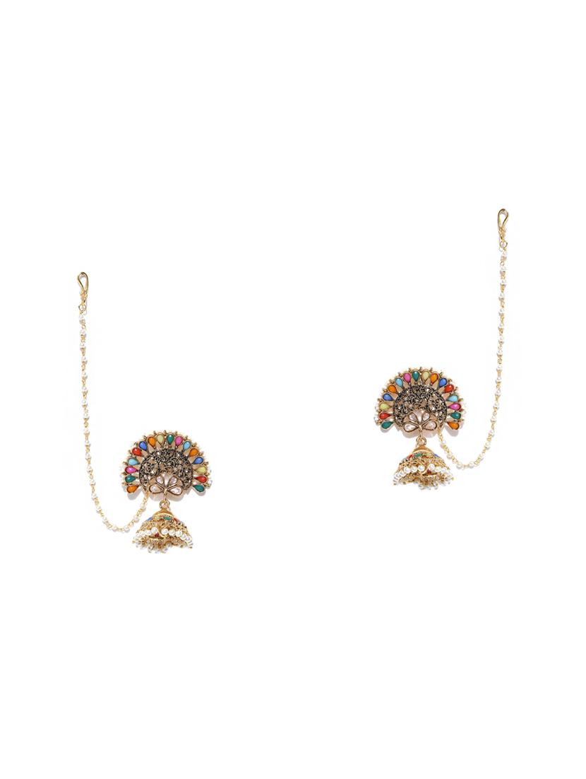 multi colored metal jhumka - 16780197 - Zoom Image - 2