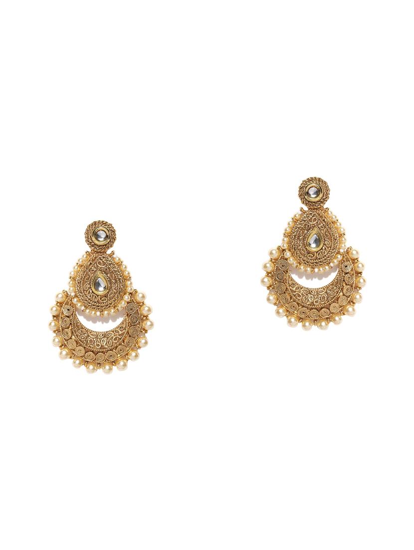 gold metal drop earring - 16780200 - Zoom Image - 2