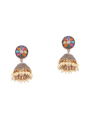multi colored metal jhumka earring - 16780202 - Standard Image - 2