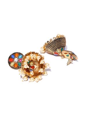 multi colored metal jhumka earring - 16780202 - Standard Image - 3