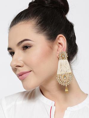 gold metal drop earring - 16780228 - Standard Image - 4