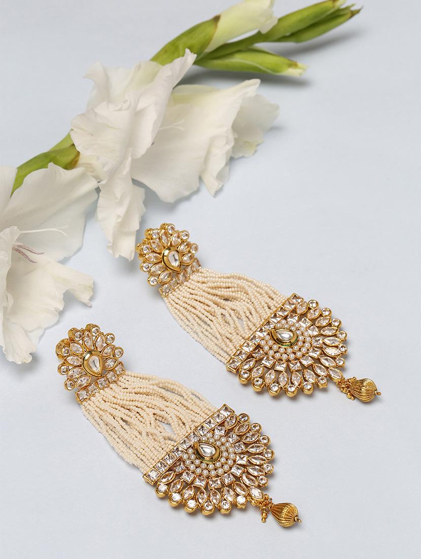 gold metal drop earring - 16780228 - Zoom Image - 1