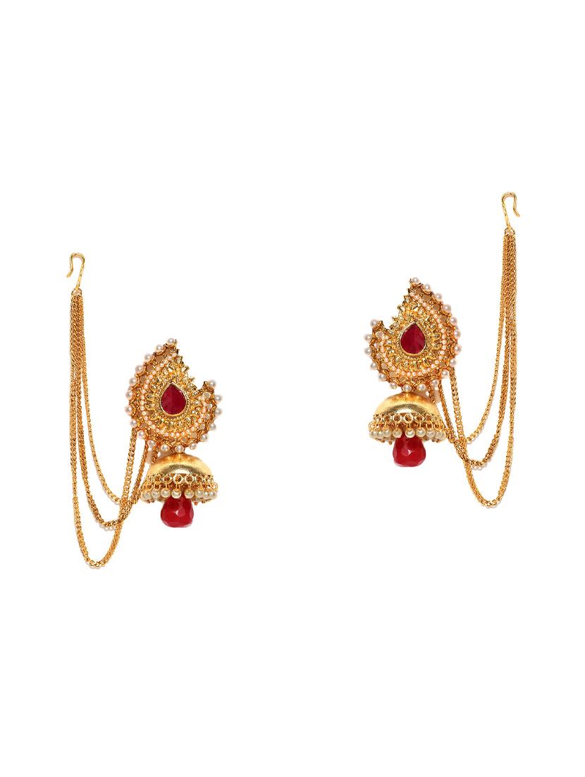 pink gold tone metal jhumka - 16780235 - Zoom Image - 2