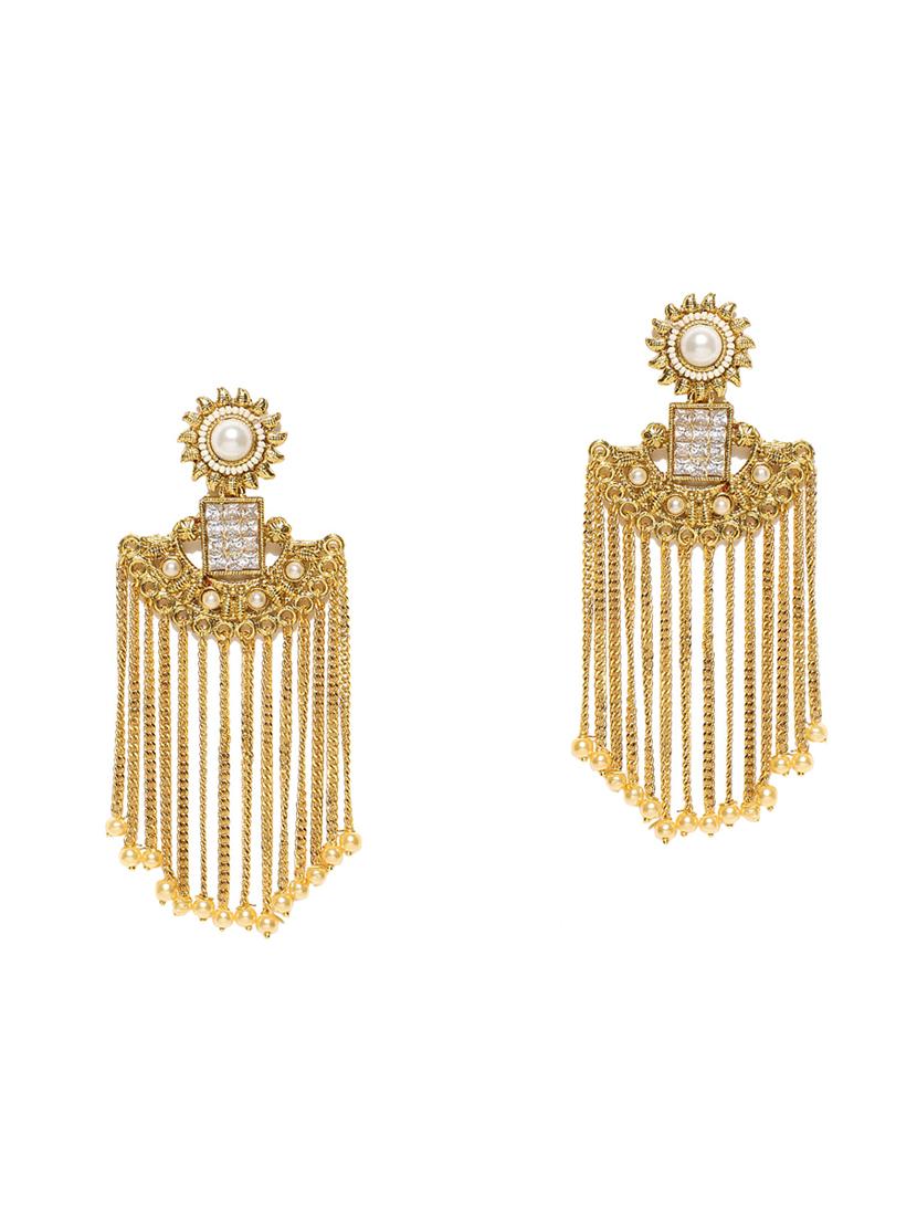 gold metal chandellier earring - 16780244 - Zoom Image - 2