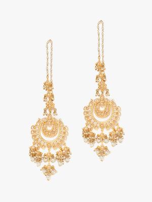 gold metal chandballi earring - 16780246 - Standard Image - 2